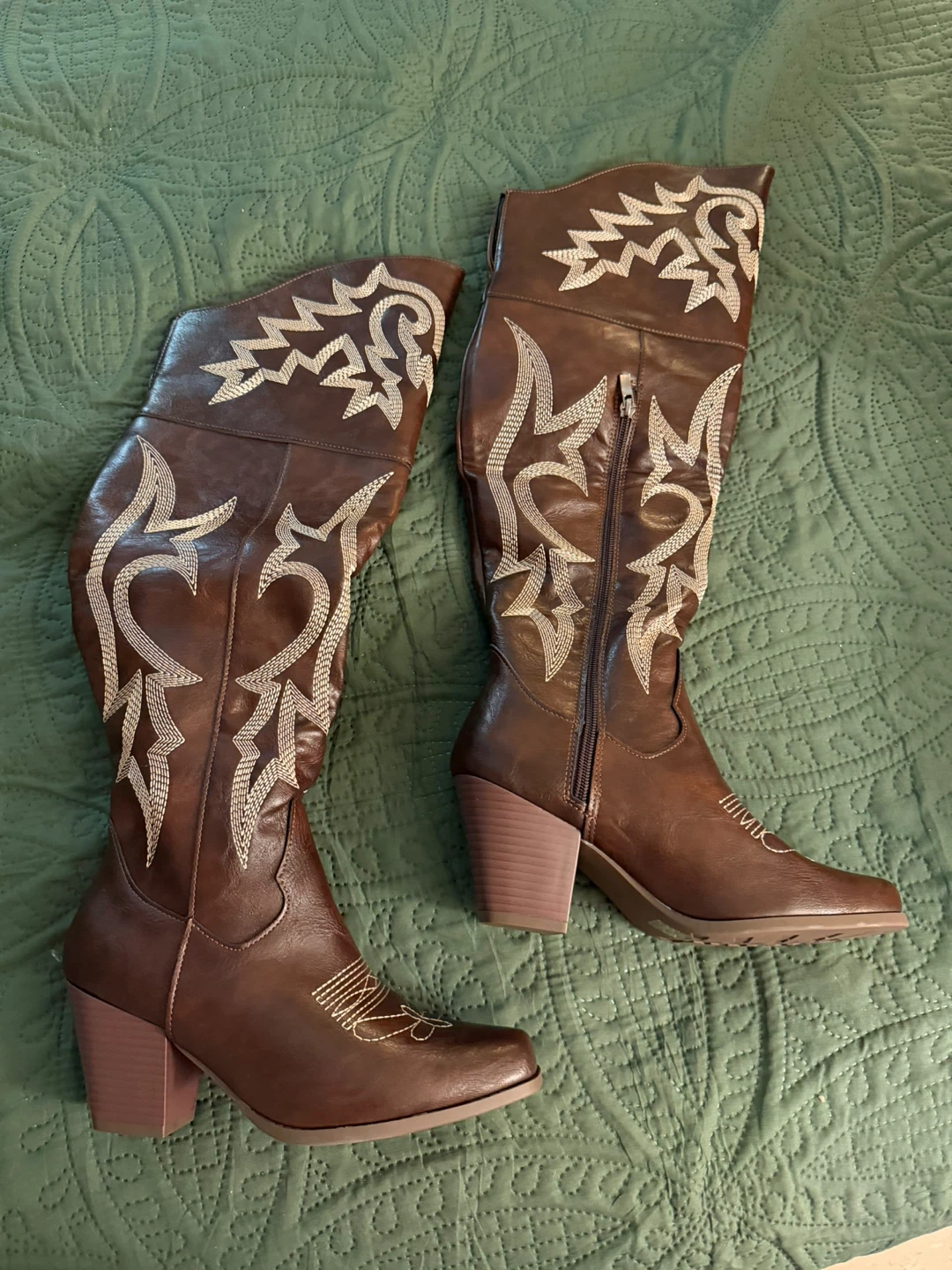 Brown Embroidered Cowboy Boots