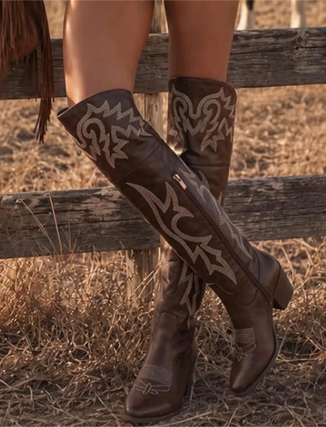 Brown Embroidered Cowboy Boots - photo 4