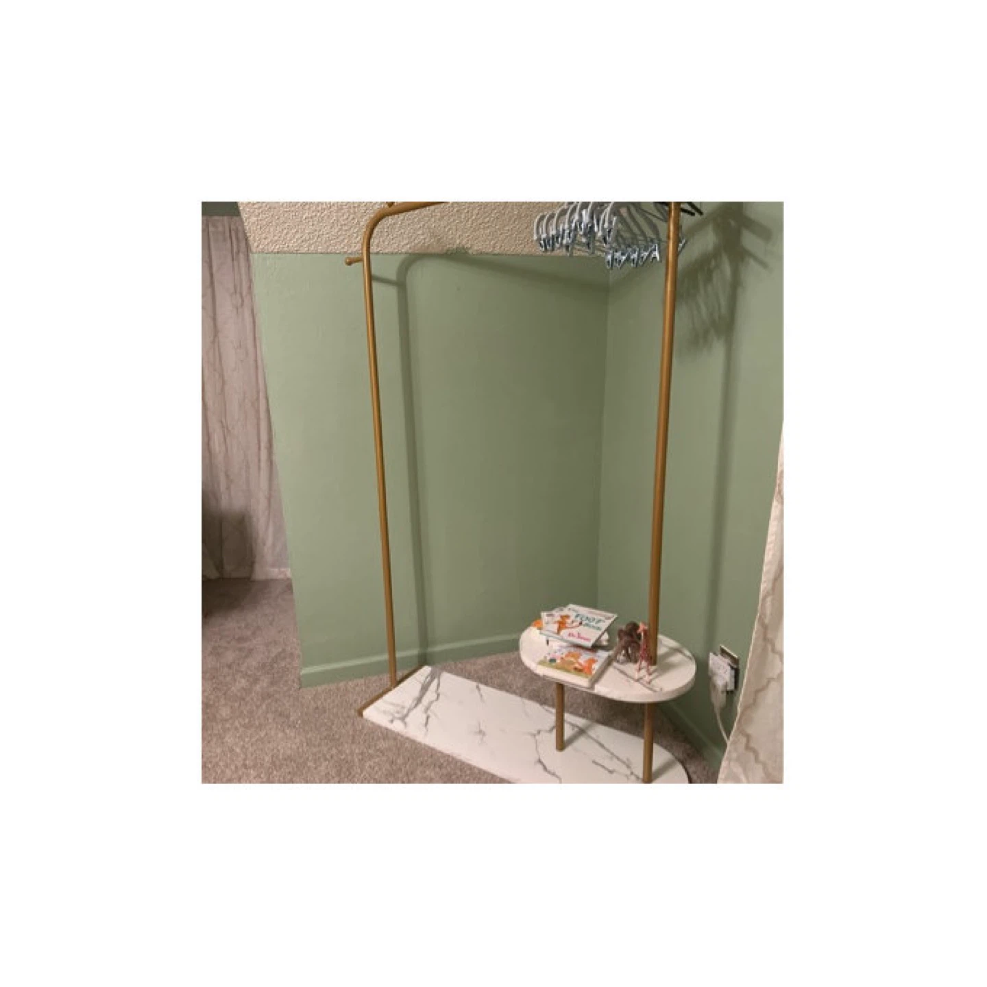Raybee Gold Clothing Rack With 2 Shelves - photo 5