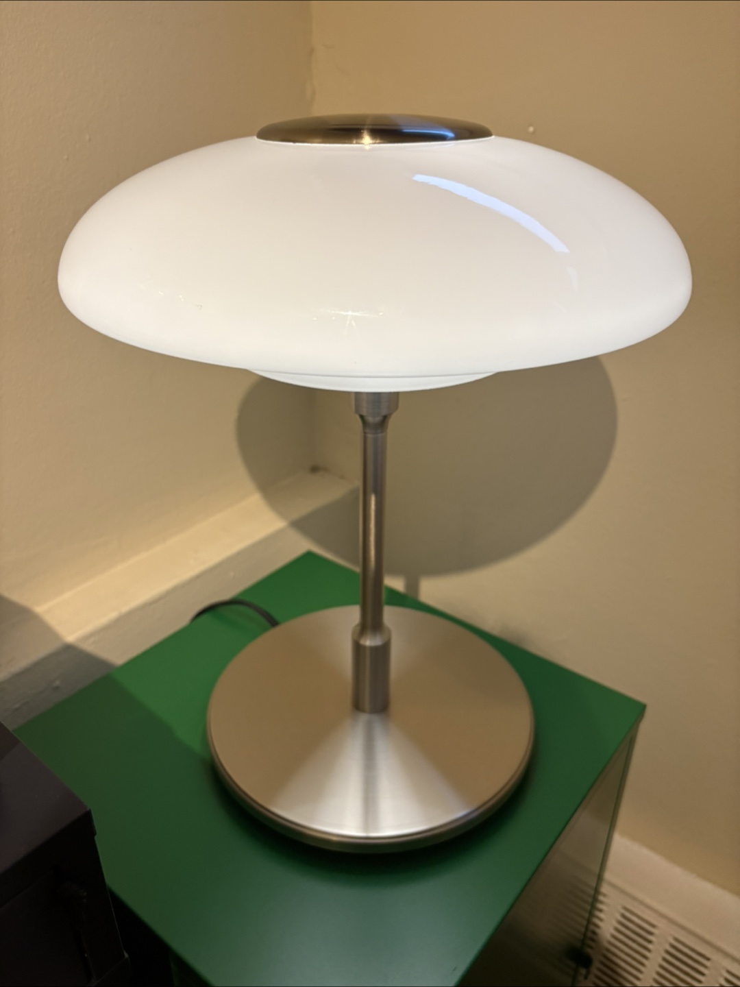 Modern Metal and White Glass Table Lamp