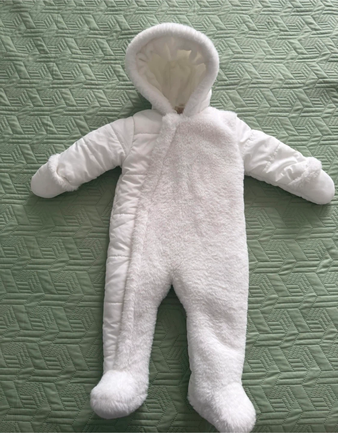 White baby snowsuit 9-12 months