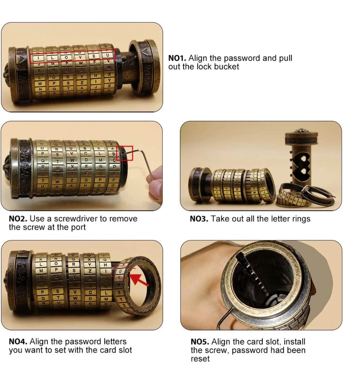 Cryptex Puzzle Lock Box - photo 4