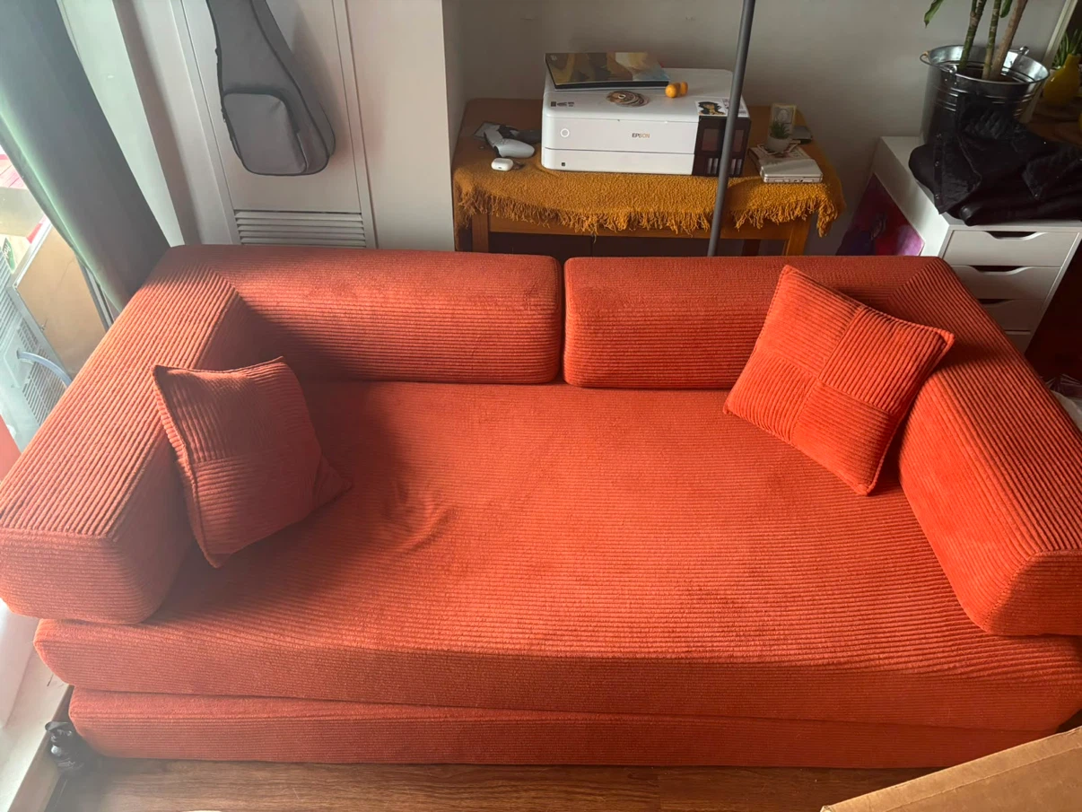 Orange Corduroy Sofa