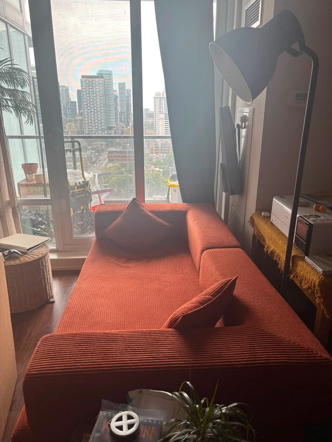 Orange Corduroy Sofa - photo 2
