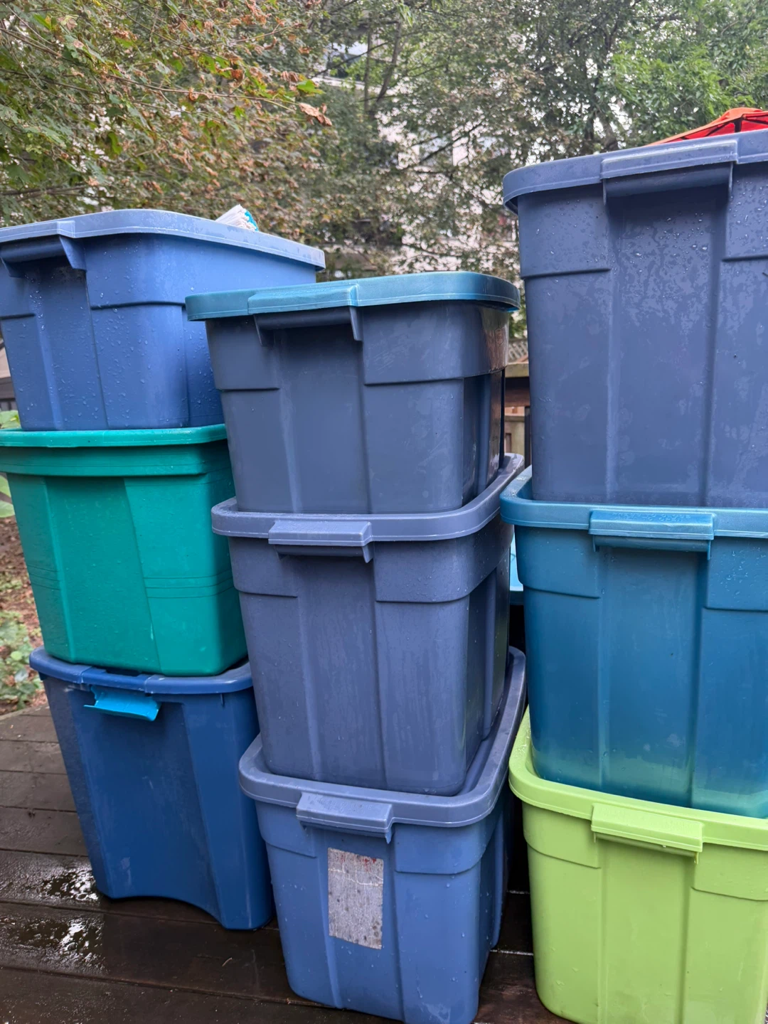 11 Assorted Rubbermaid Plastic Storage Totes
