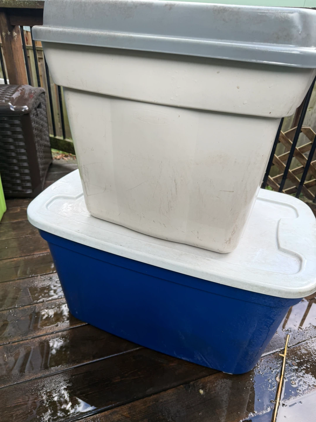 11 Assorted Rubbermaid Plastic Storage Totes - photo 5