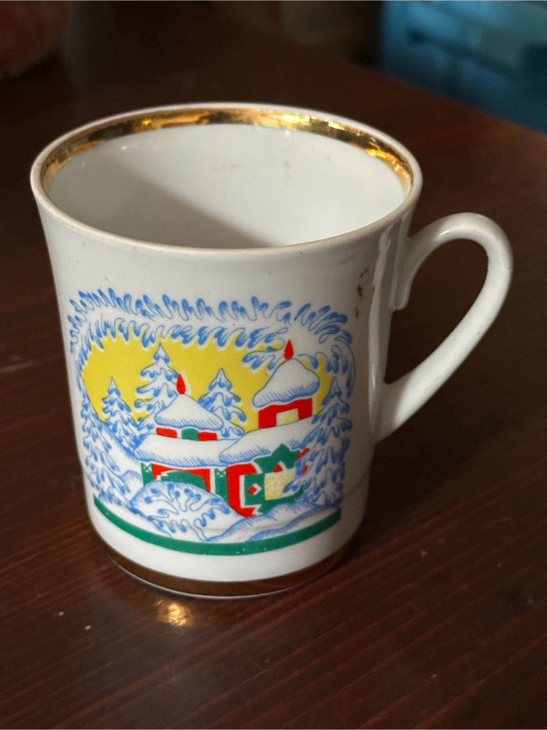 Vintage Lomonosov Russian Snowscape Porcelain Mug - photo 2