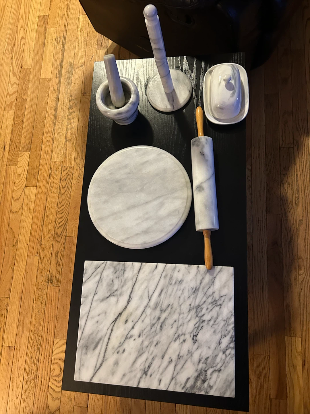 6-Piece White Marble Kitchenware Set
