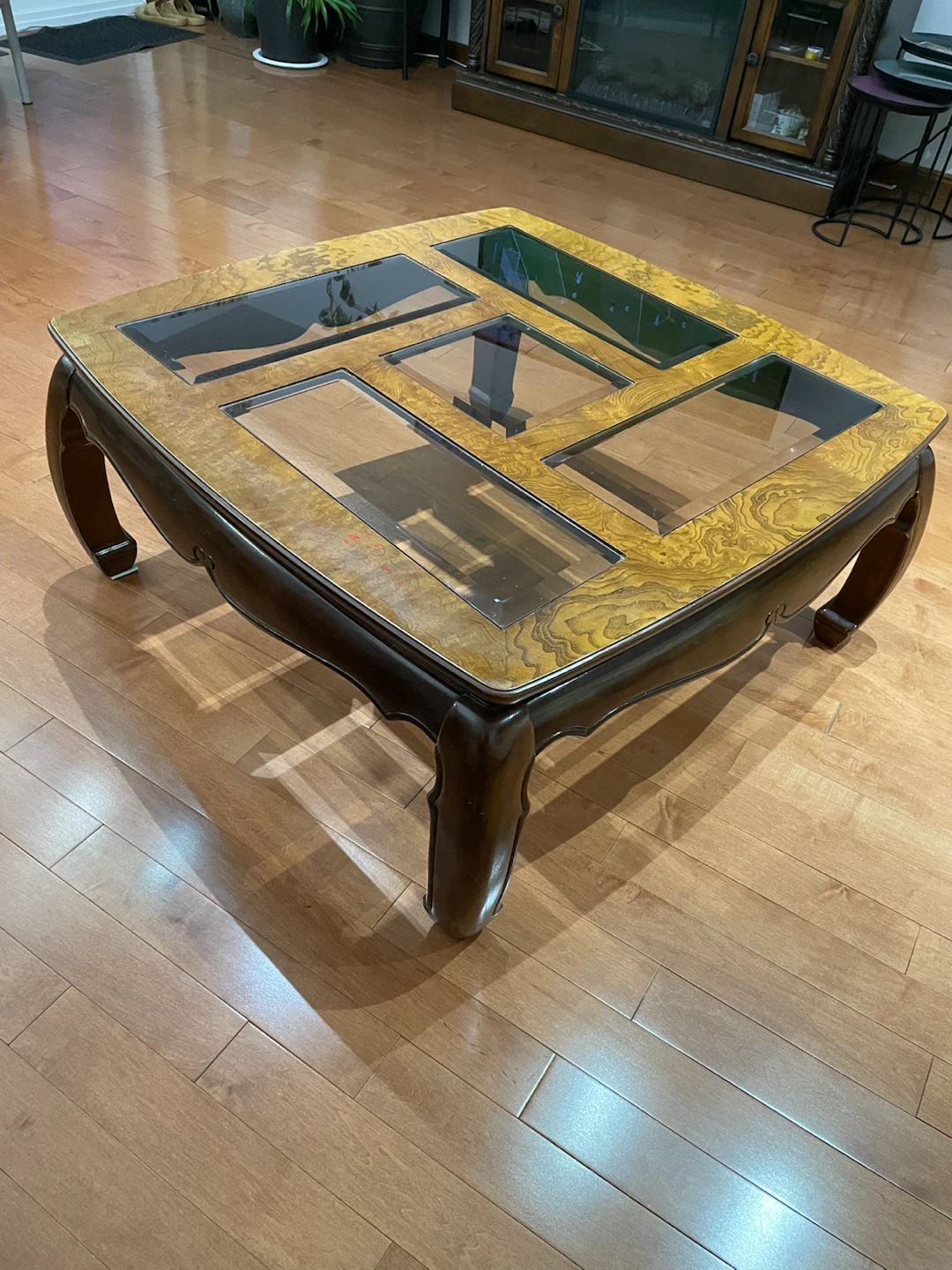 Burl Wood Coffee Table with Glass Insets - photo 2