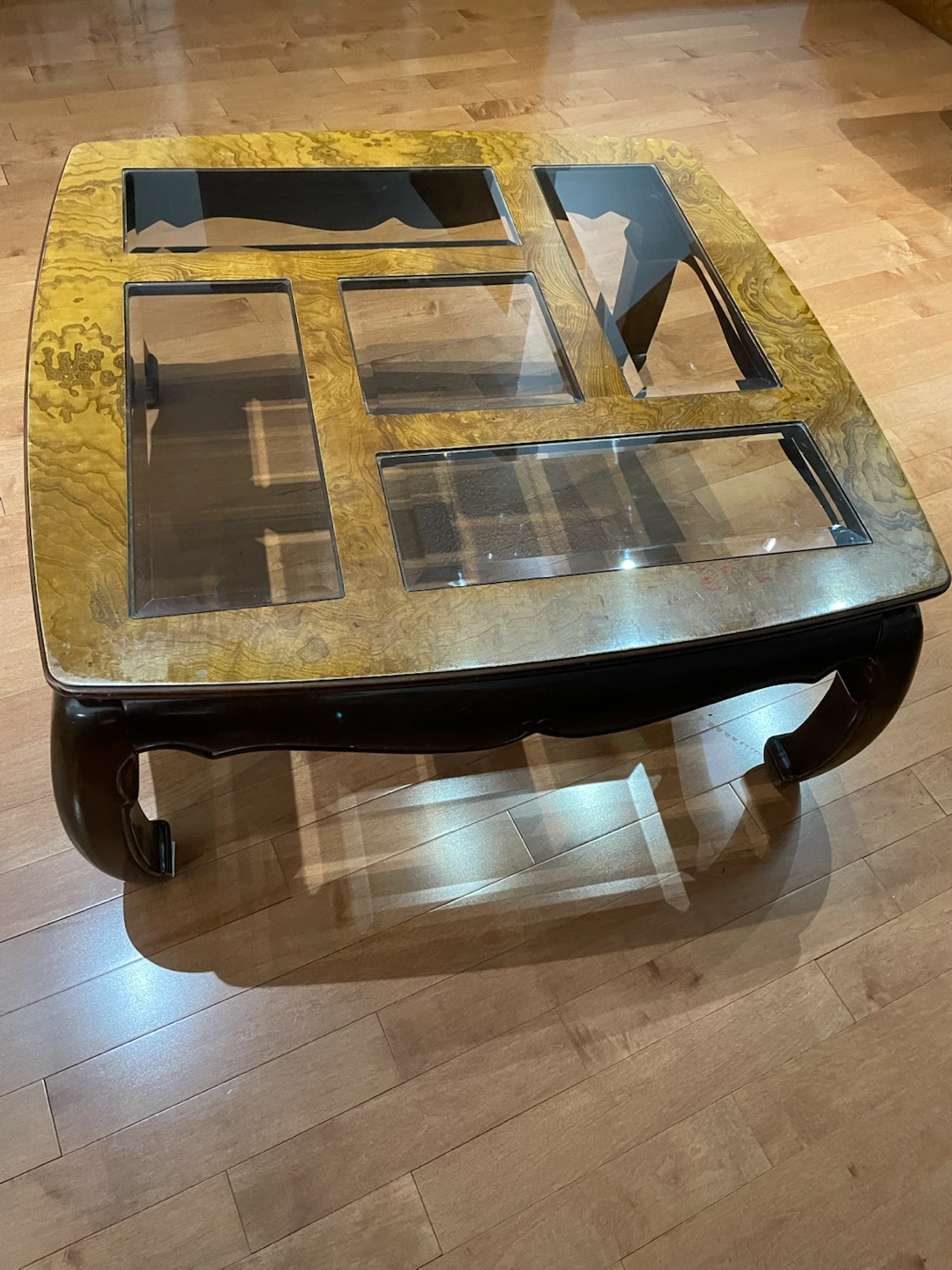 Burl Wood Coffee Table with Glass Insets - photo 3
