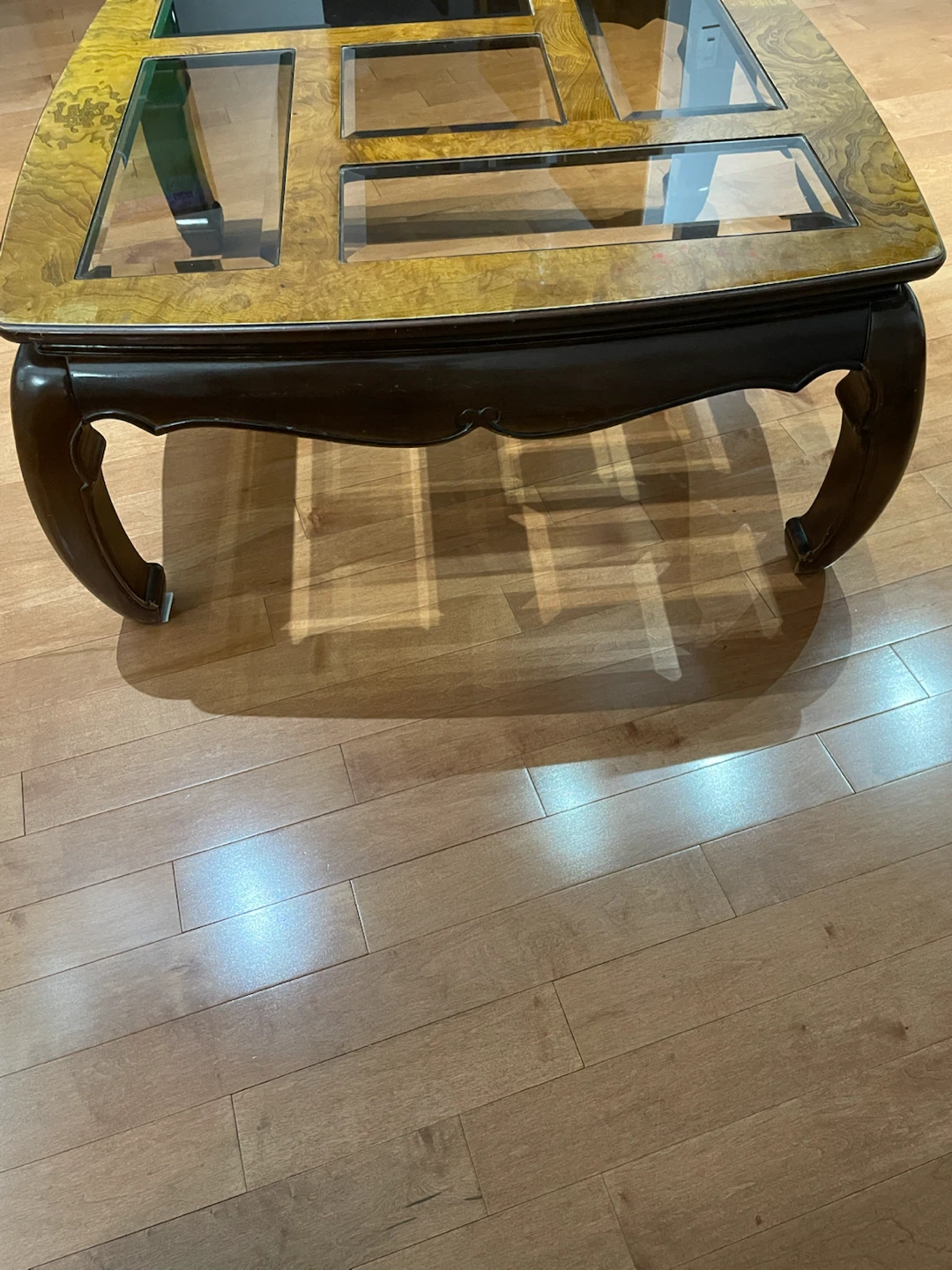Burl Wood Coffee Table with Glass Insets - photo 4