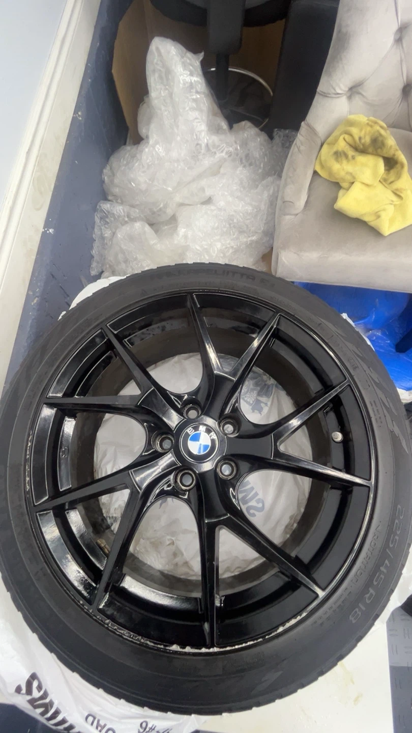 Set of 4 BMW Black Alloy Wheels with Tires - photo 2