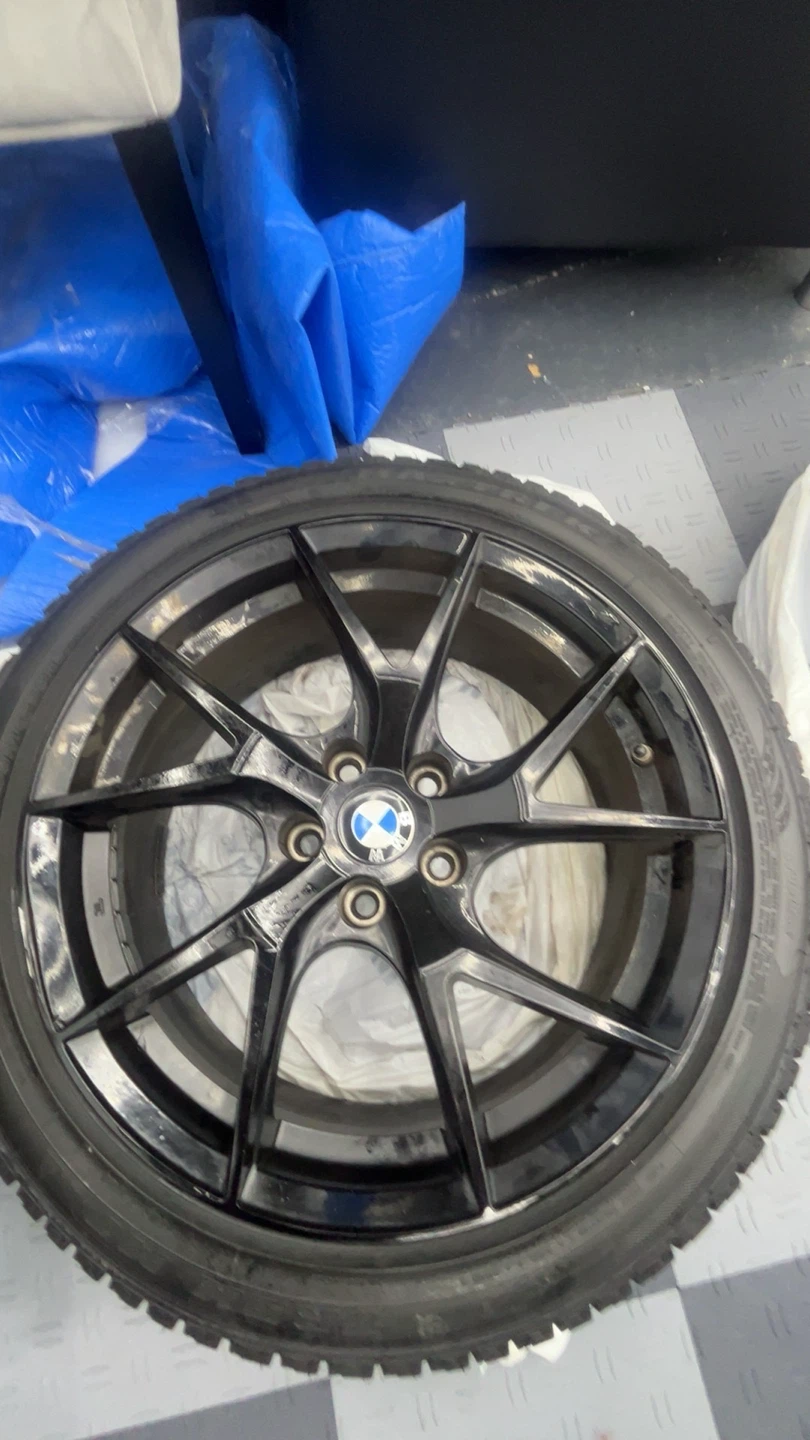 Set of 4 BMW Black Alloy Wheels with Tires - photo 3