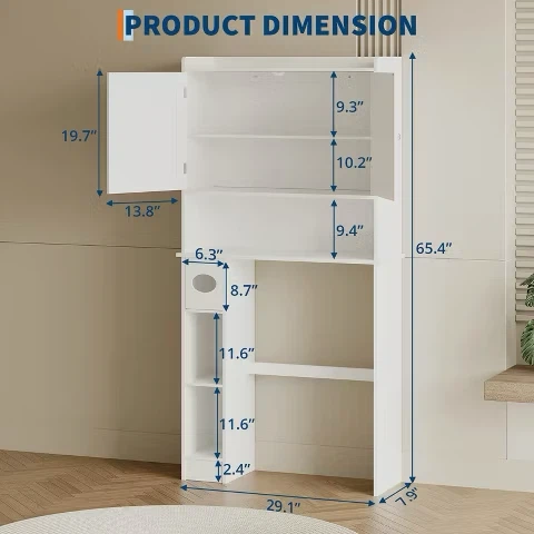 White Bathroom Over-the-Toilet Storage Cabinet - photo 2