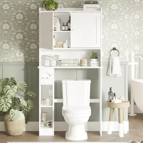 White Bathroom Over-the-Toilet Storage Cabinet - photo 4