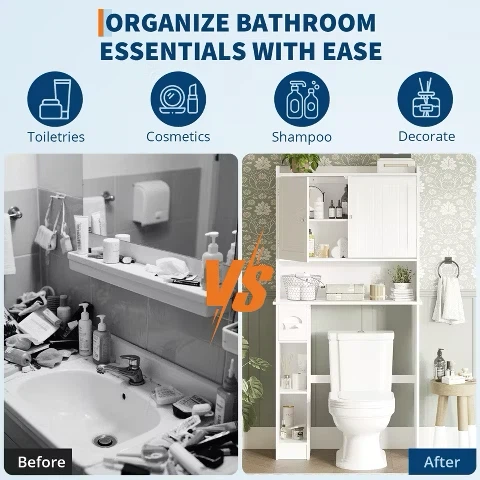 White Bathroom Over-the-Toilet Storage Cabinet - photo 5