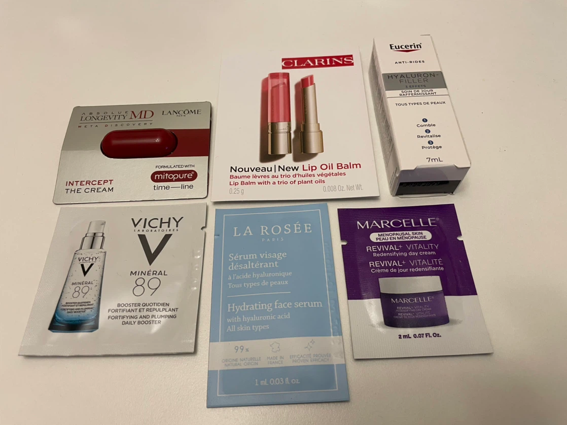Assorted Skincare Samples - Lancome, Vichy, Clarins, La Rosée
