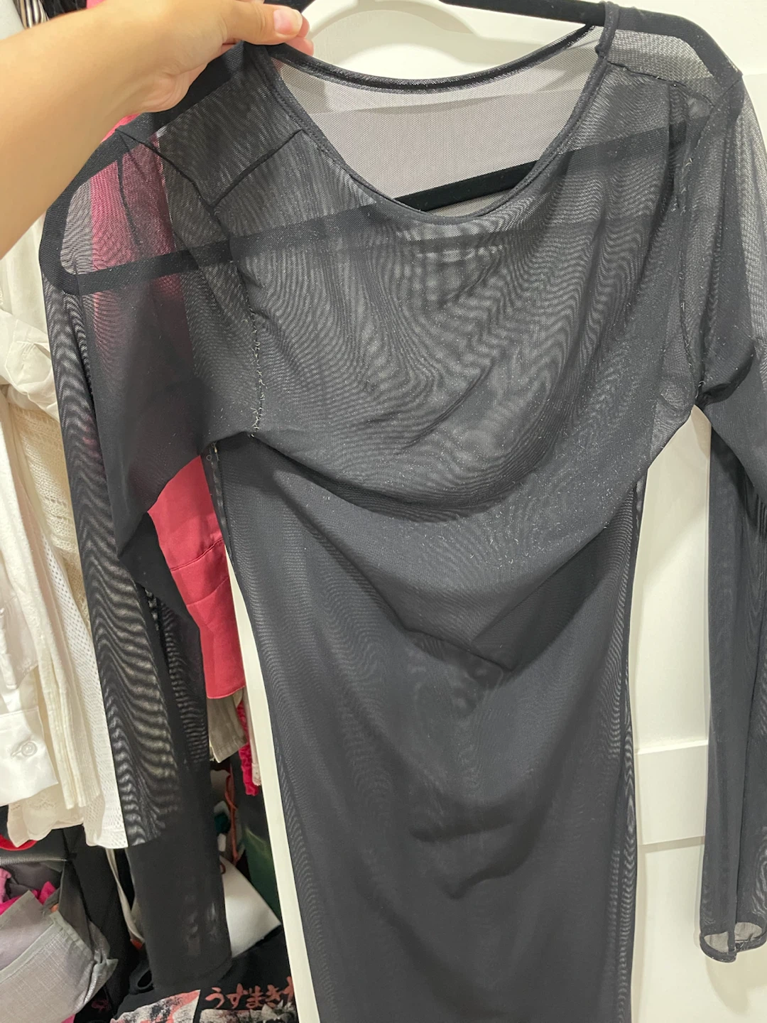 American Apparel Nylon Spandex Micro-Mesh Long Sleeve Mini Dress - photo 2