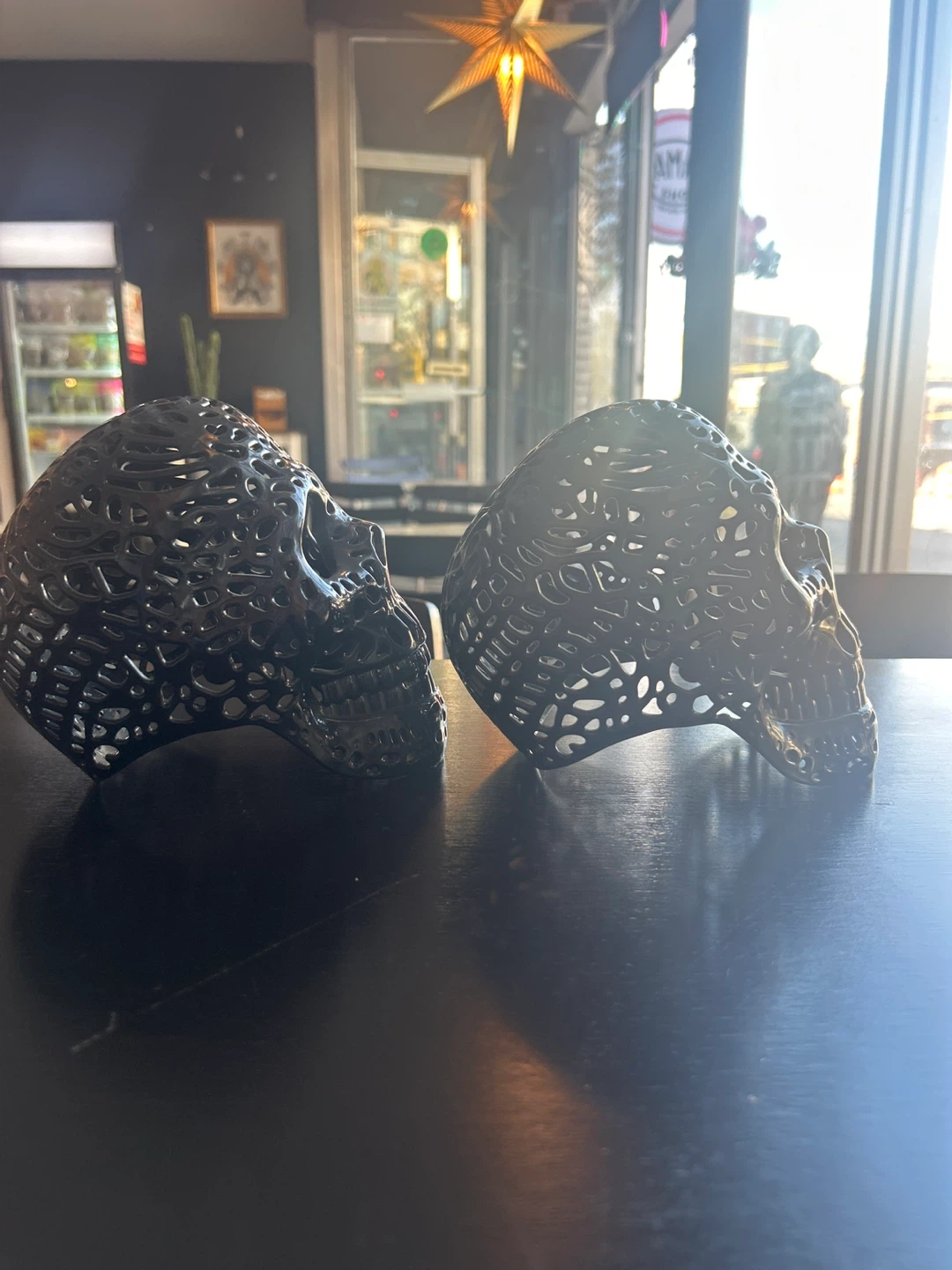 Set of 2 Black Decorative Skull Lanterns - photo 2