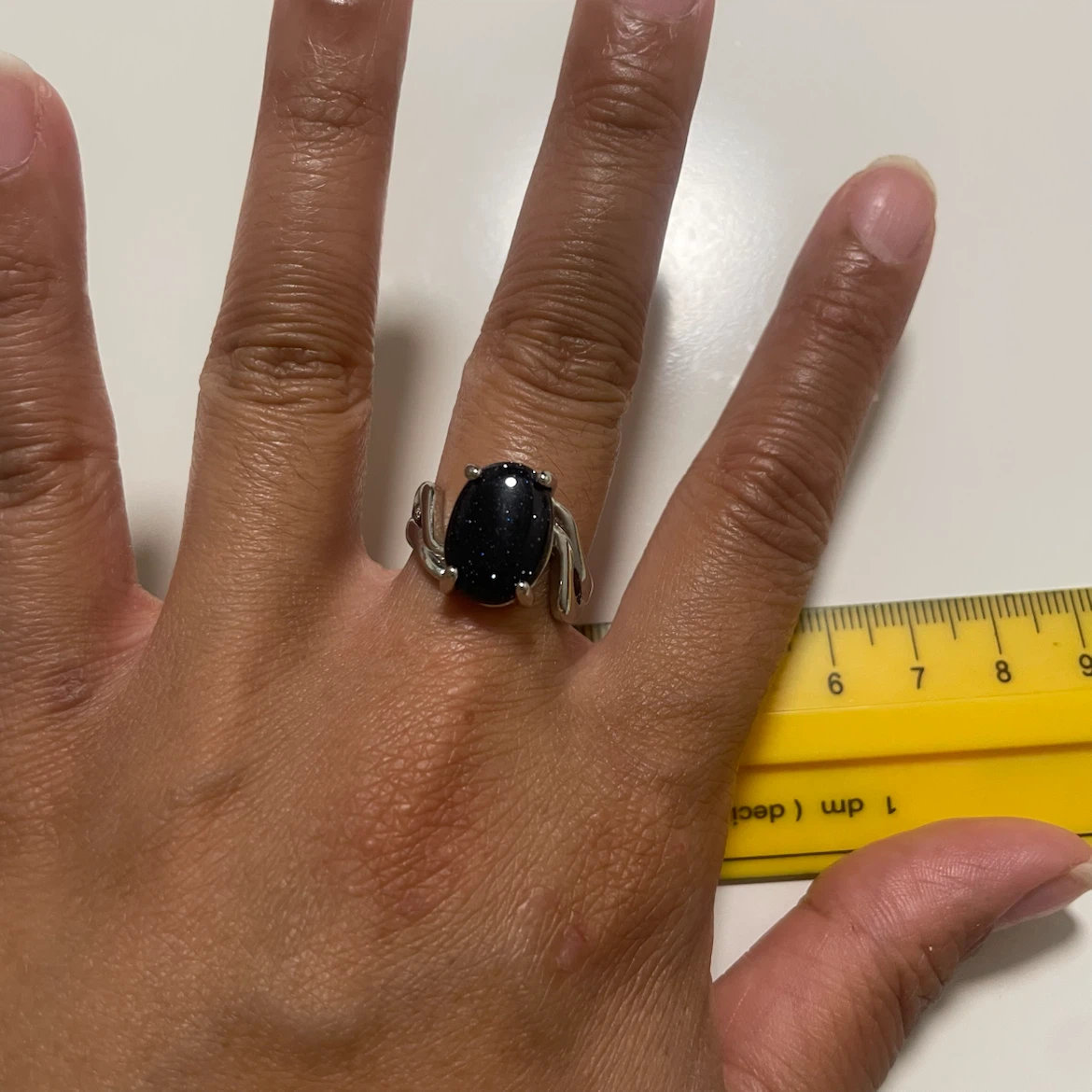 Oval Sparkly Blue Stone Ring