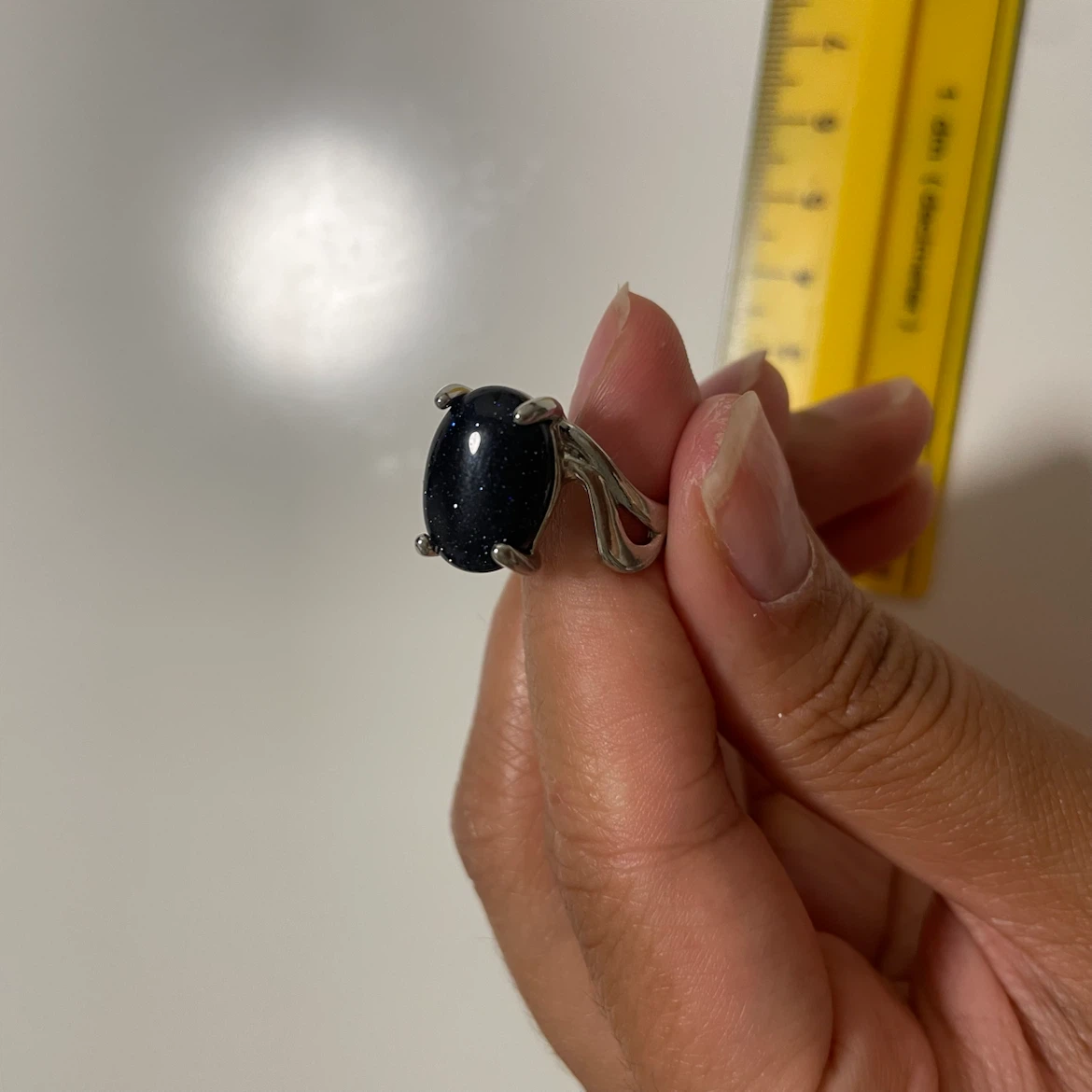 Oval Sparkly Blue Stone Ring - photo 3