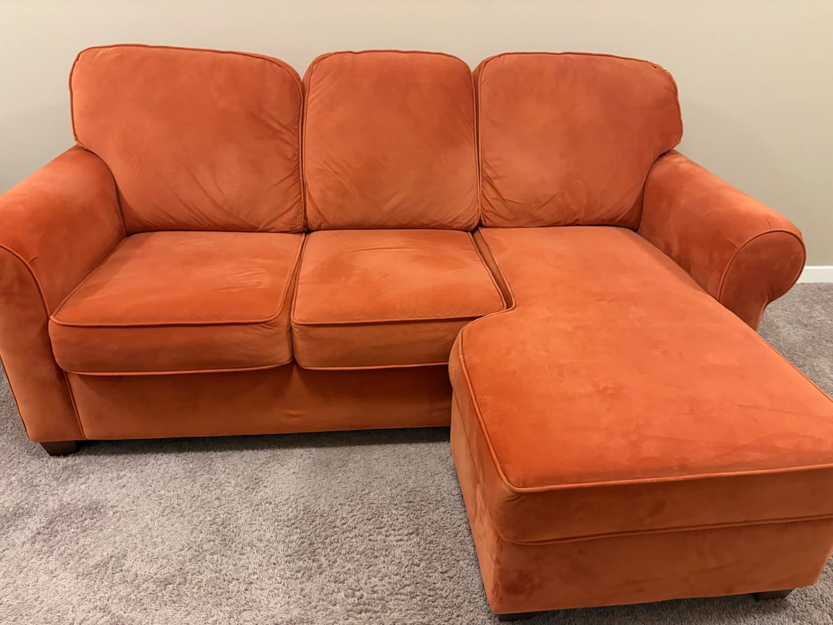 Orange Fabric Chaise Sofa