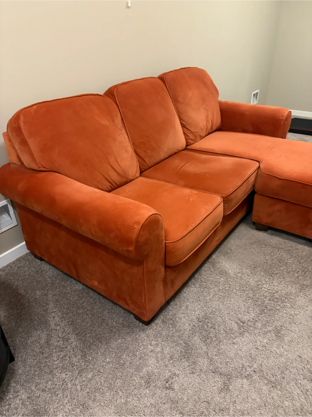 Orange Fabric Chaise Sofa - photo 2