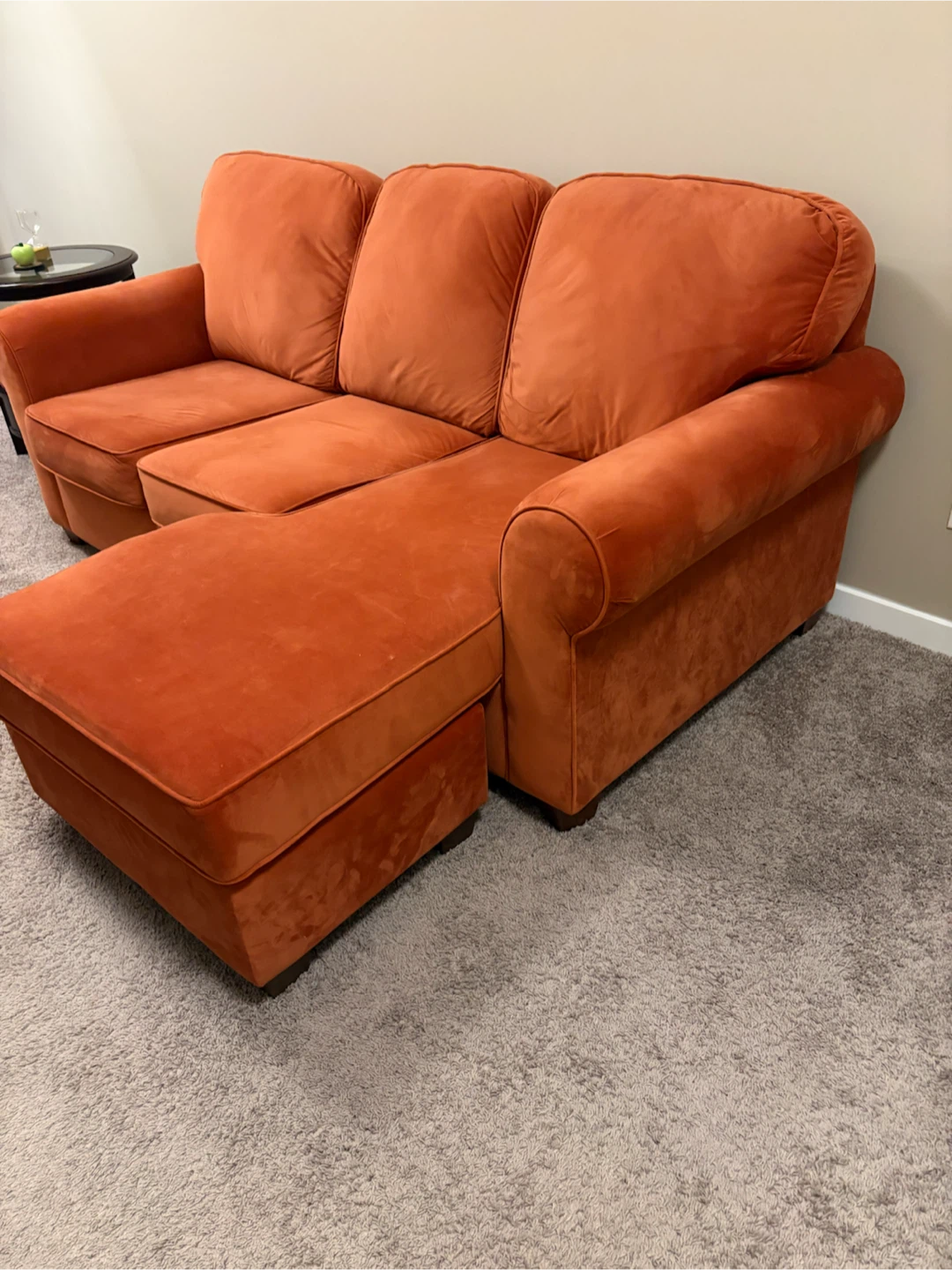 Orange Fabric Chaise Sofa - photo 3