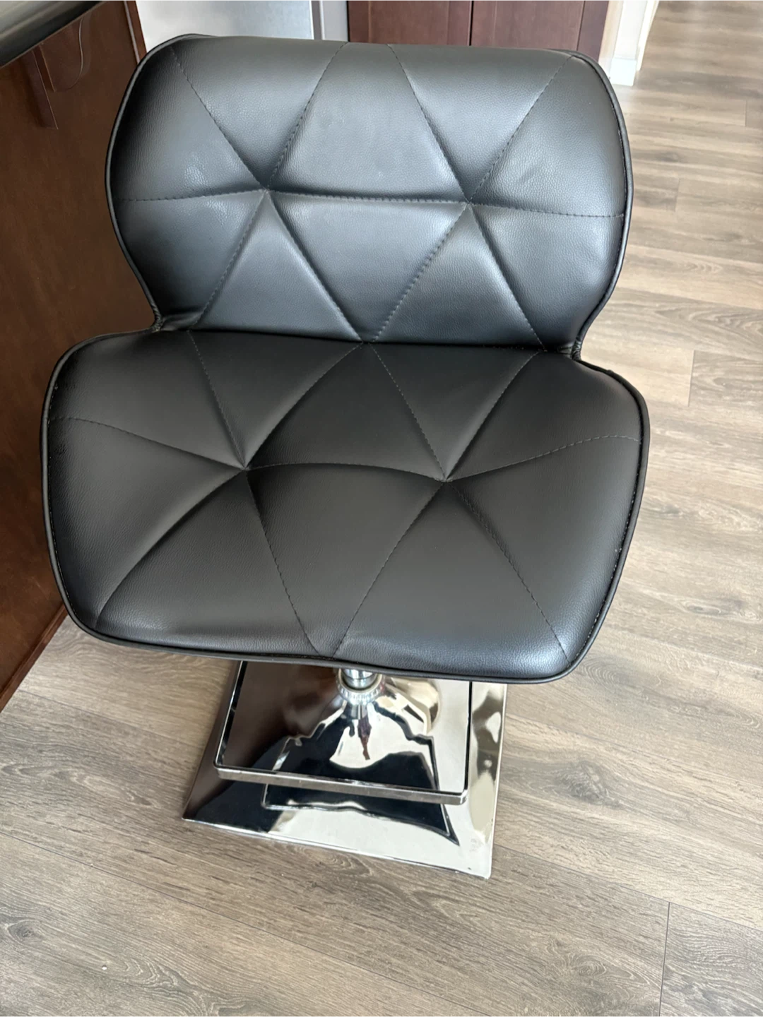 Black Faux Leather Adjustable Bar Stool