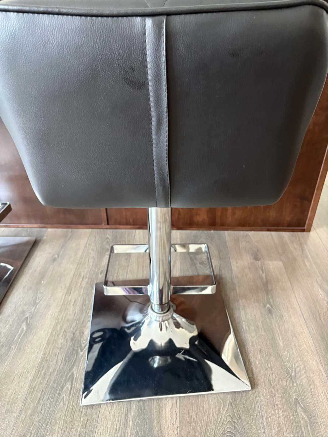 Black Faux Leather Adjustable Bar Stool - photo 2