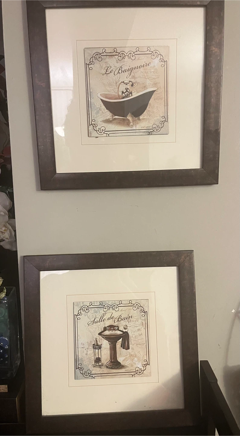Set of 2 Framed Bathroom Wall Art Prints - Le Bain - photo 2