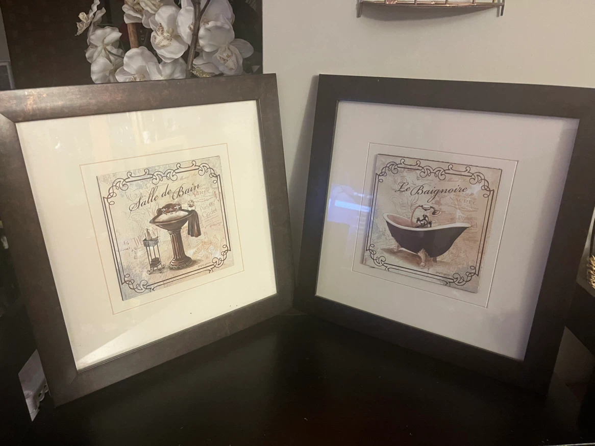 Set of 2 Framed Bathroom Wall Art Prints - Le Bain - photo 3