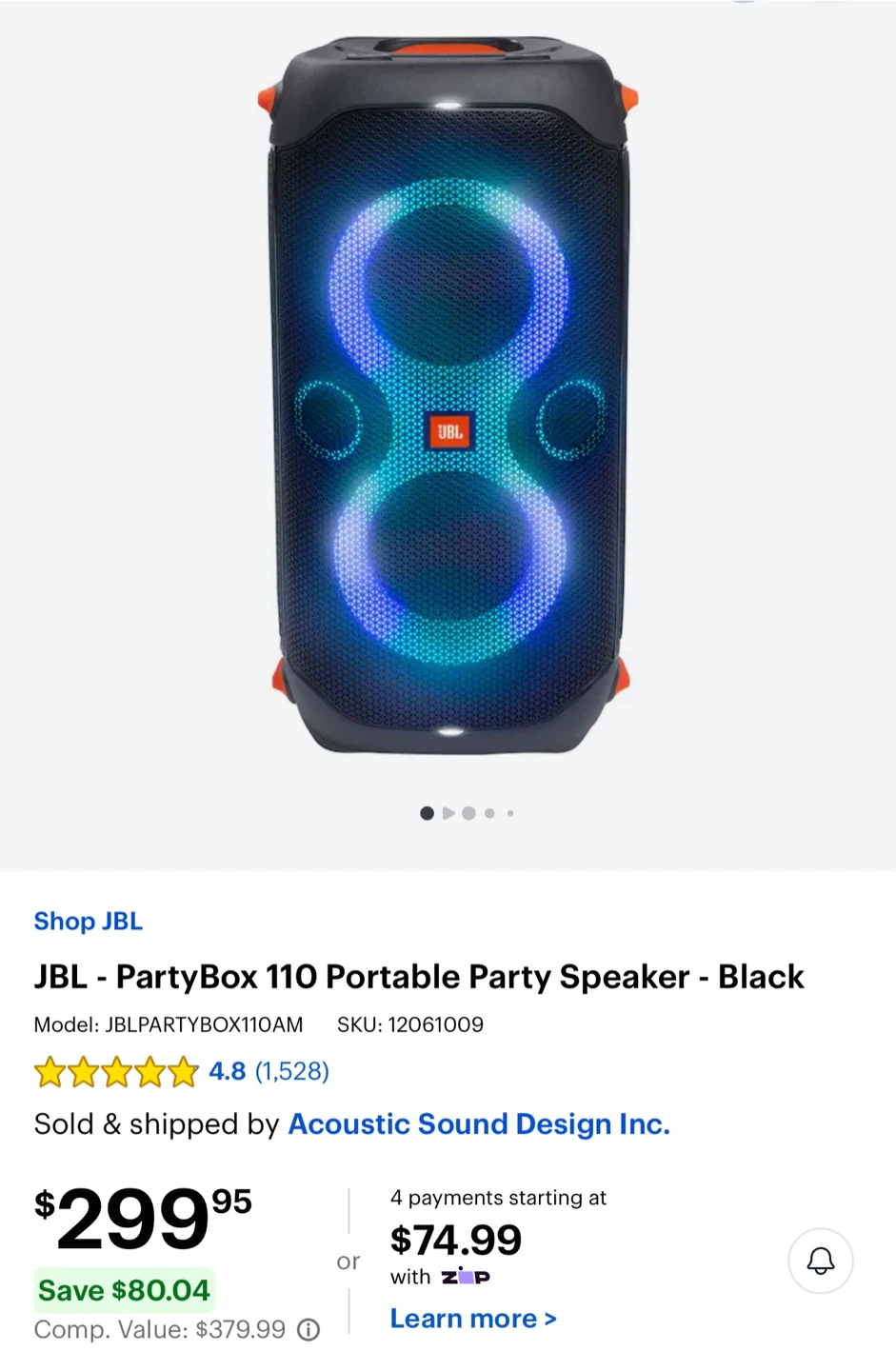 JBL PartyBox 110 Speaker, Stand, and Wireless Mics - photo 3