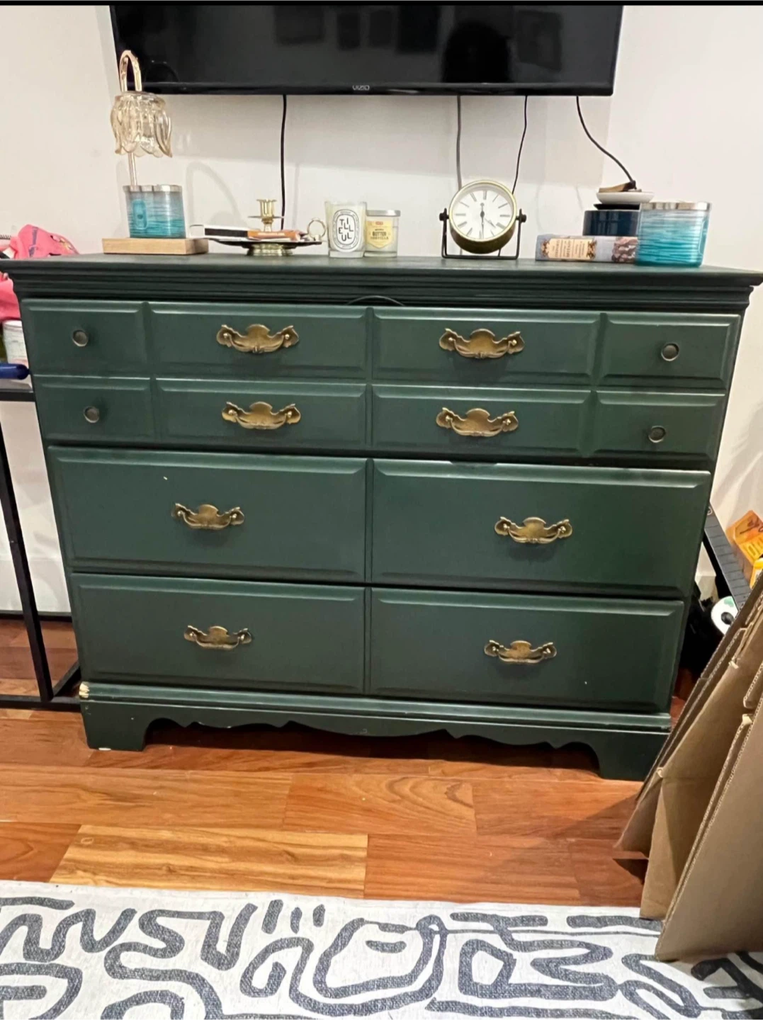 Sturdy Green Dresser with 4 Drawers