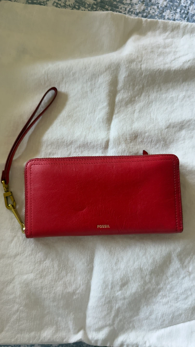 Fossil Red Leather Wristlet Wallet