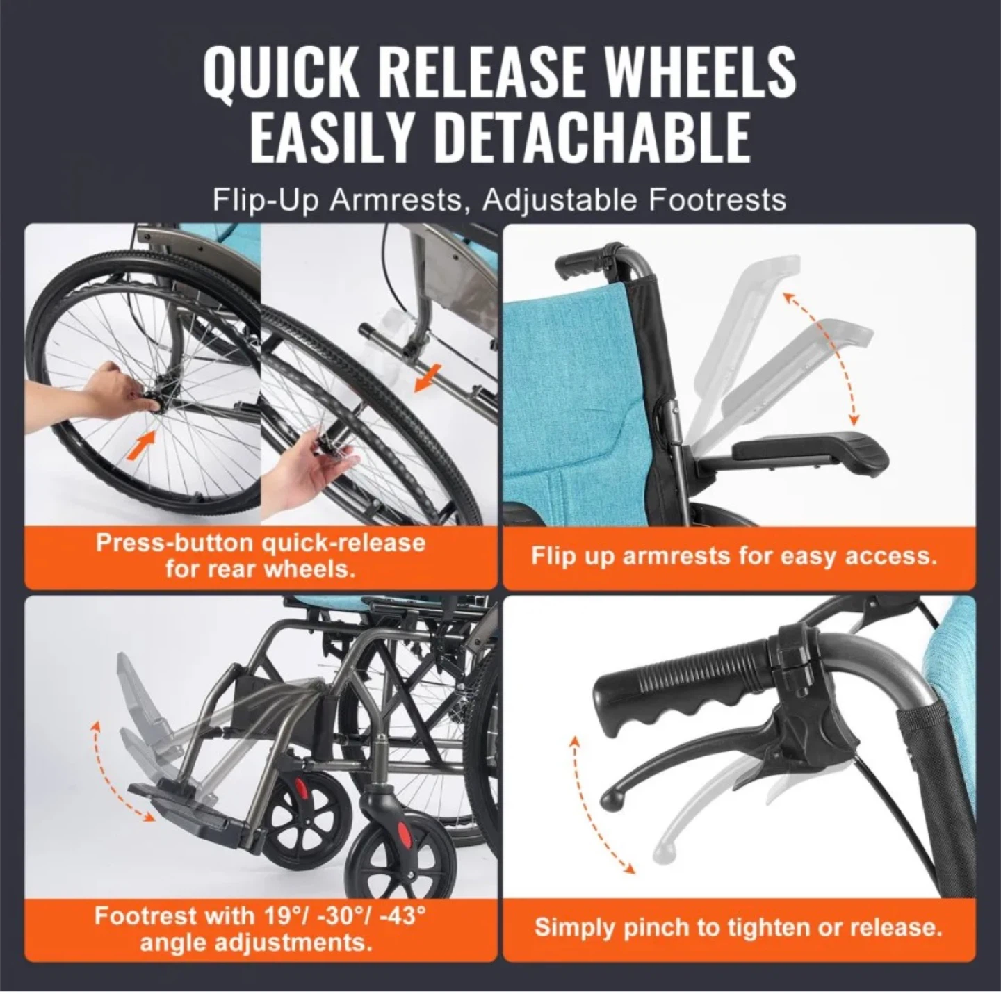VEVOR Folding Wheelchair 18 inch - photo 5