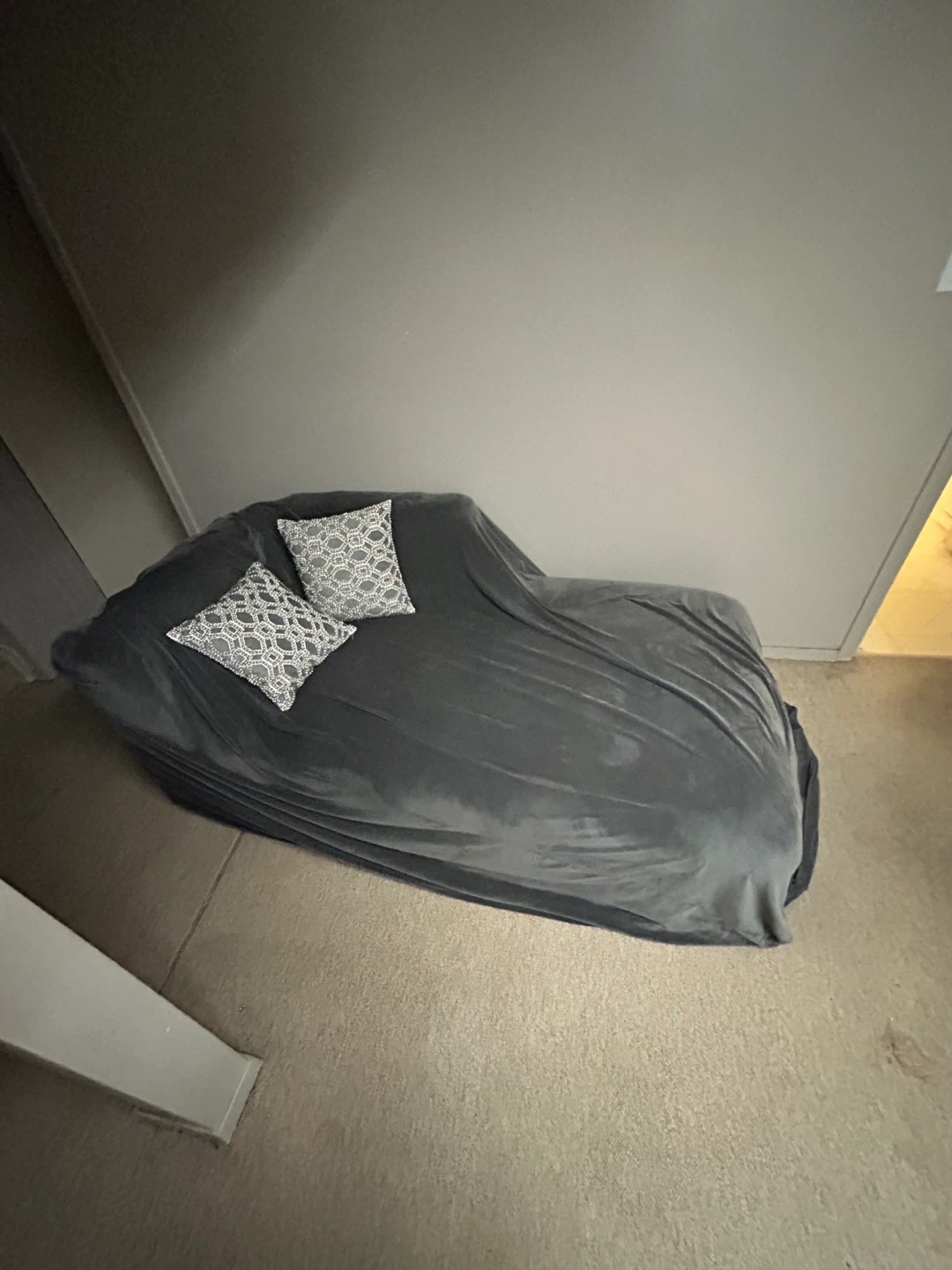 Grey Velvet Chaise Lounge