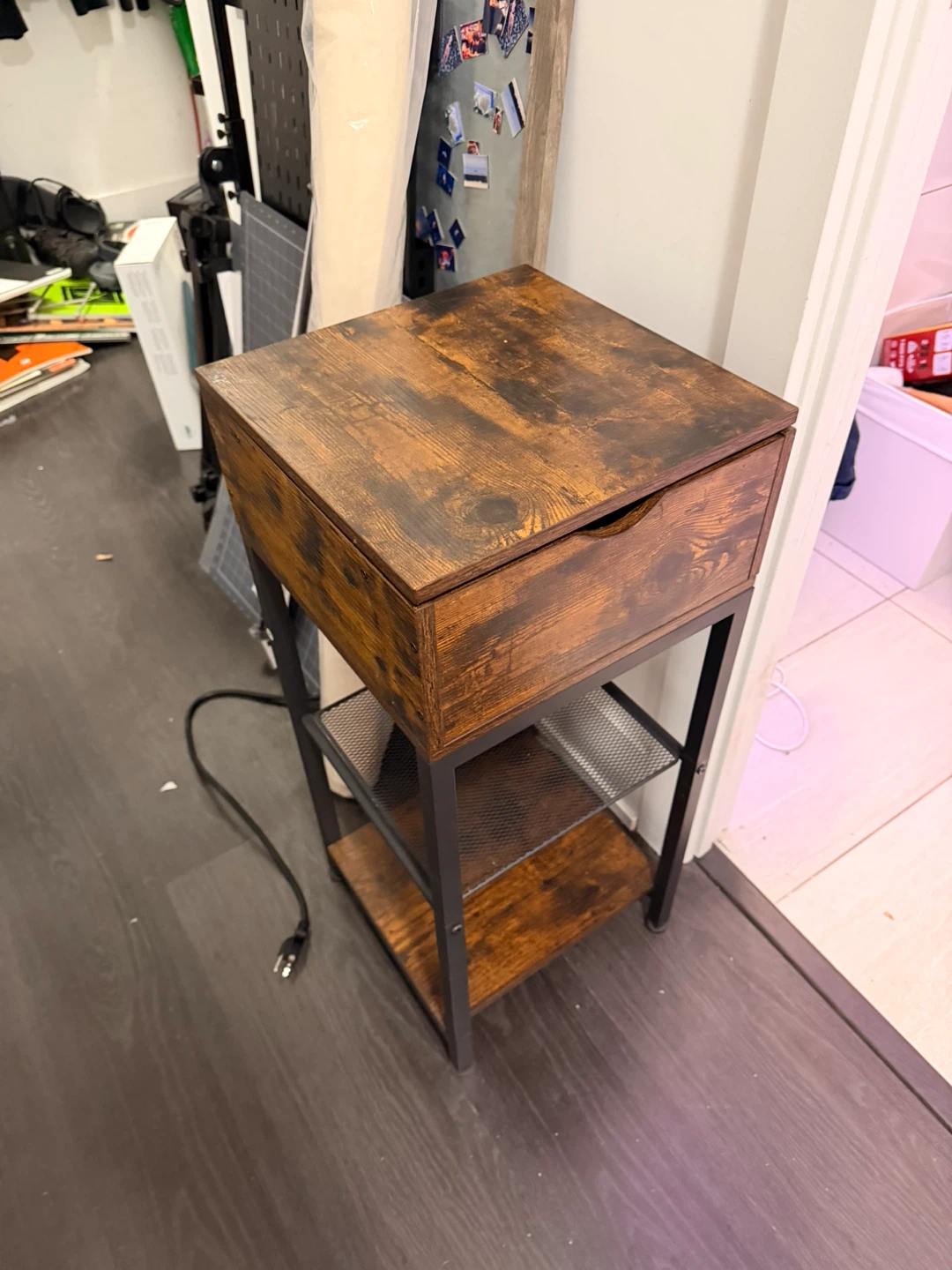 Rustic Industrial End Table with Charging Station - photo 2