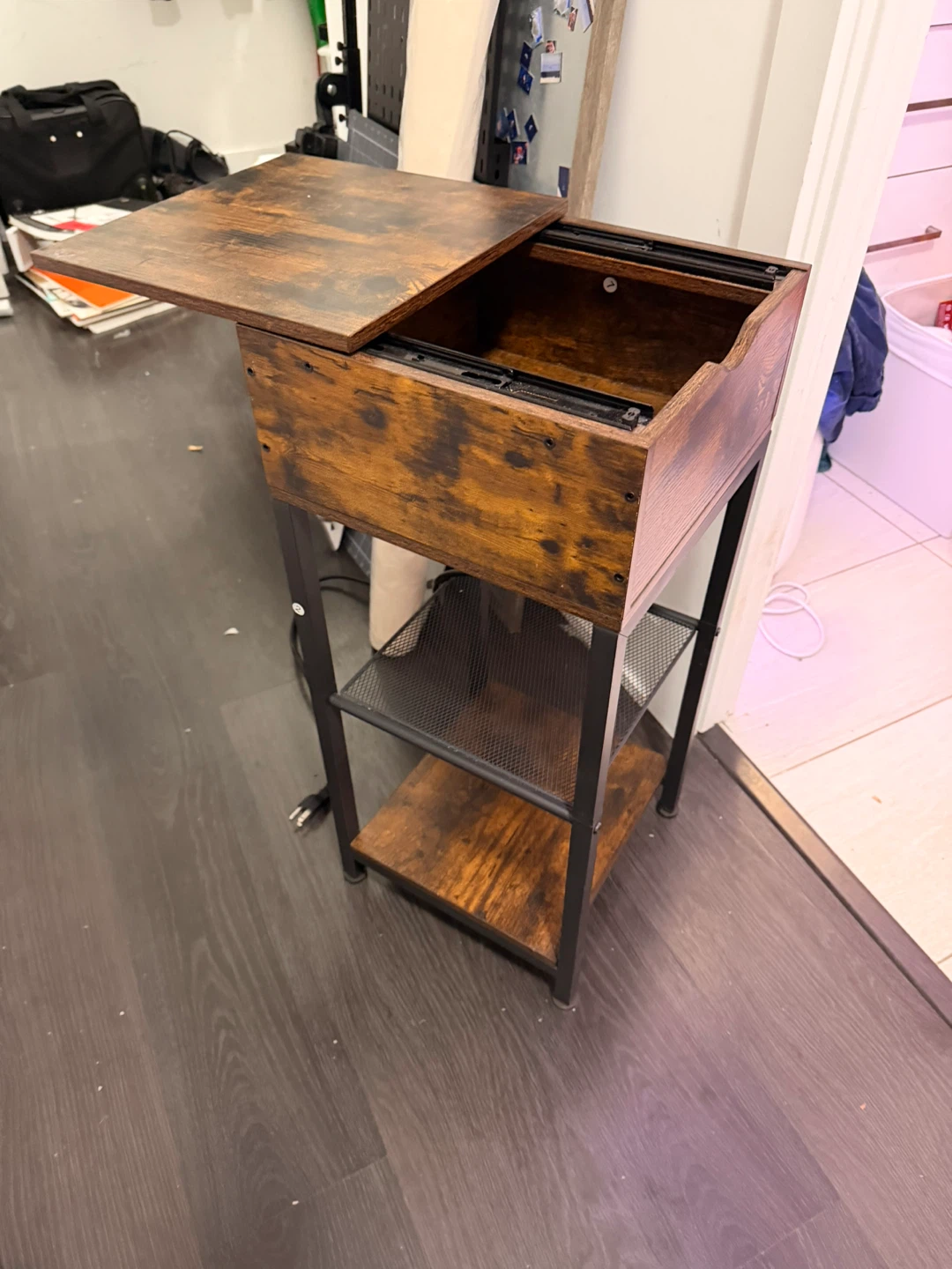 Rustic Industrial End Table with Charging Station - photo 3