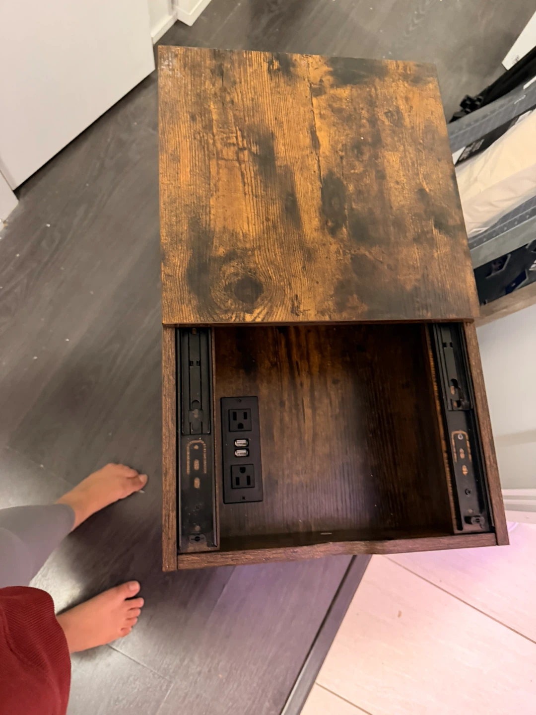 Rustic Industrial End Table with Charging Station - photo 5
