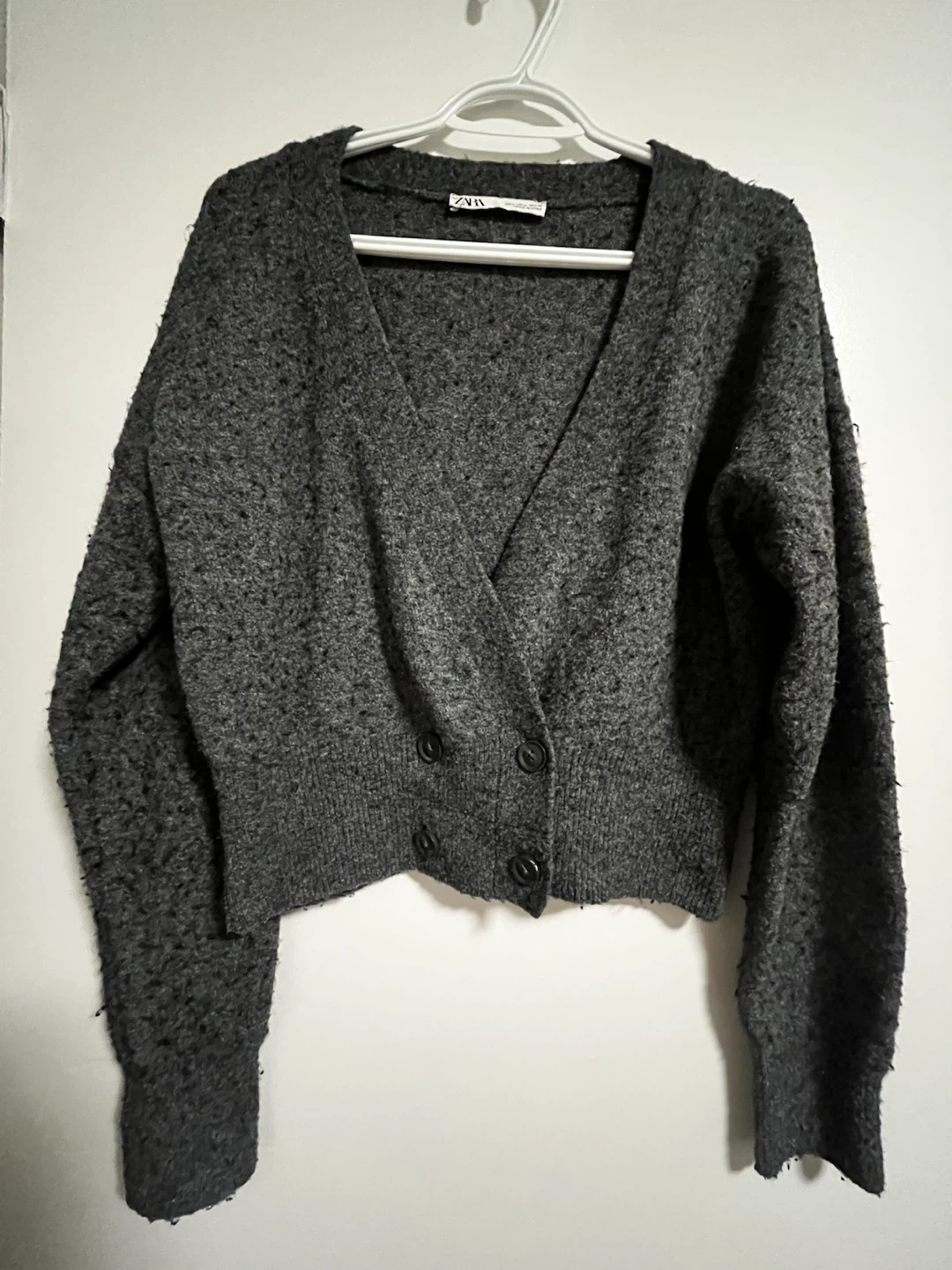 Zara Grey Textured Cardigan
