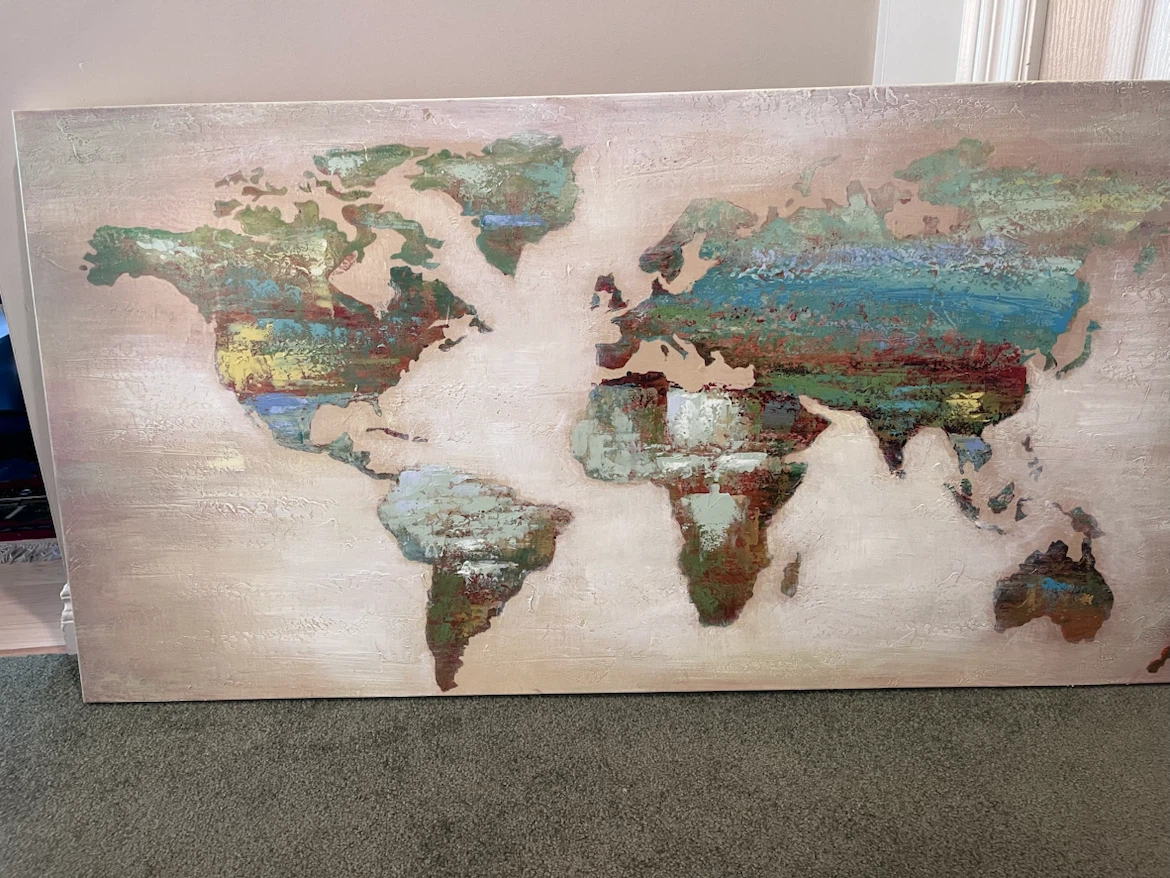 Textured World Map Canvas Wall Art