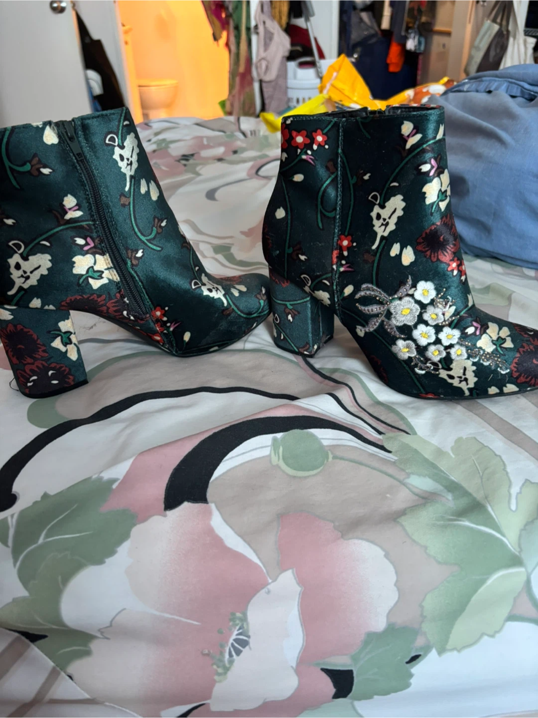 Floral Print Heeled Booties - photo 3