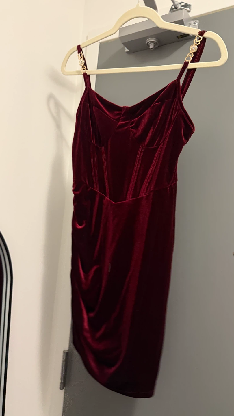 Burgundy Velvet Corset Dress