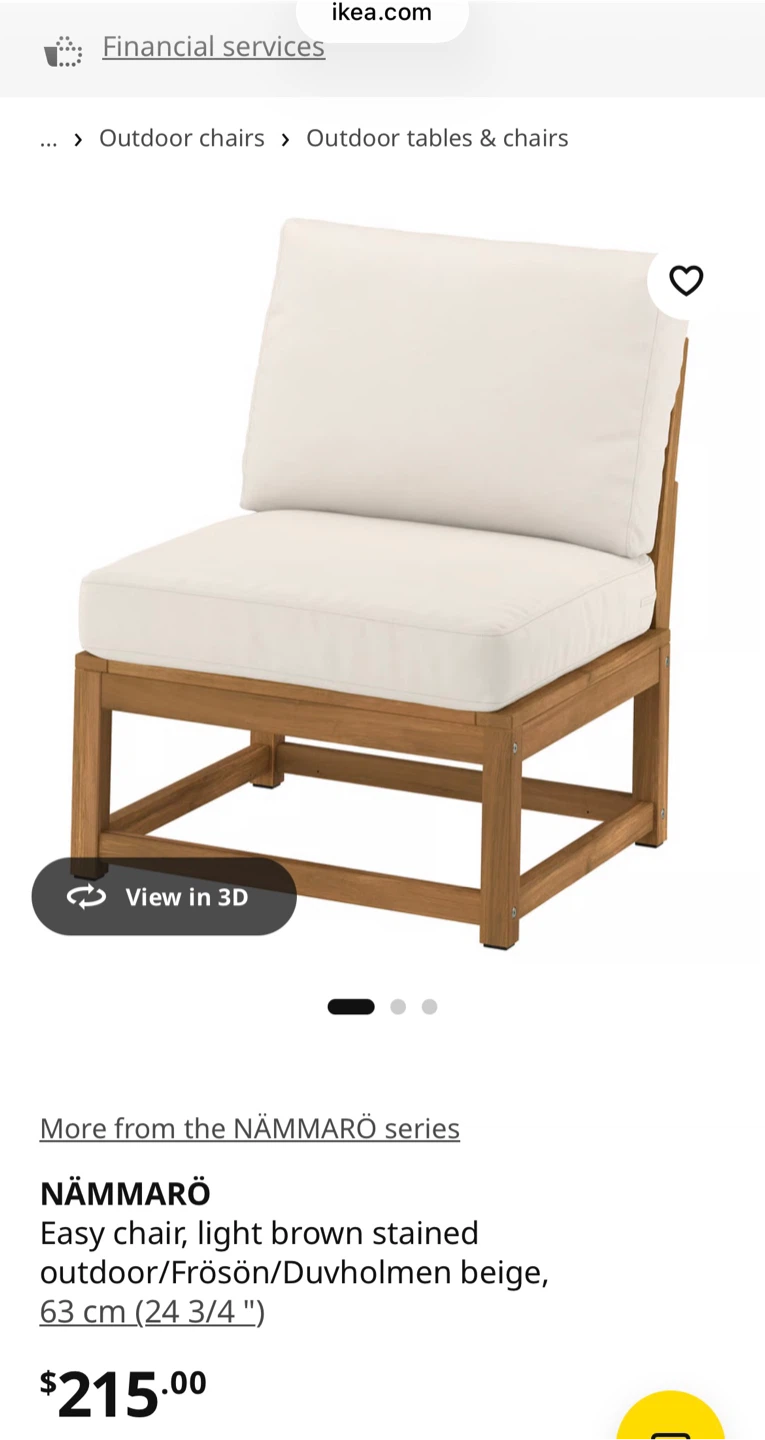 Outdoor Patio Set – 3 Chairs + Coffee Table (IKEA NÄMMARÖ) - photo 2