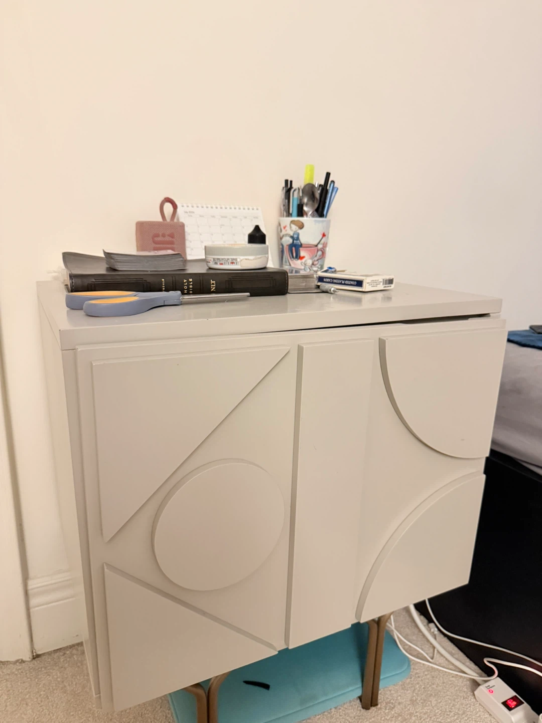 Modern Light Grey Bedside Cabinet
