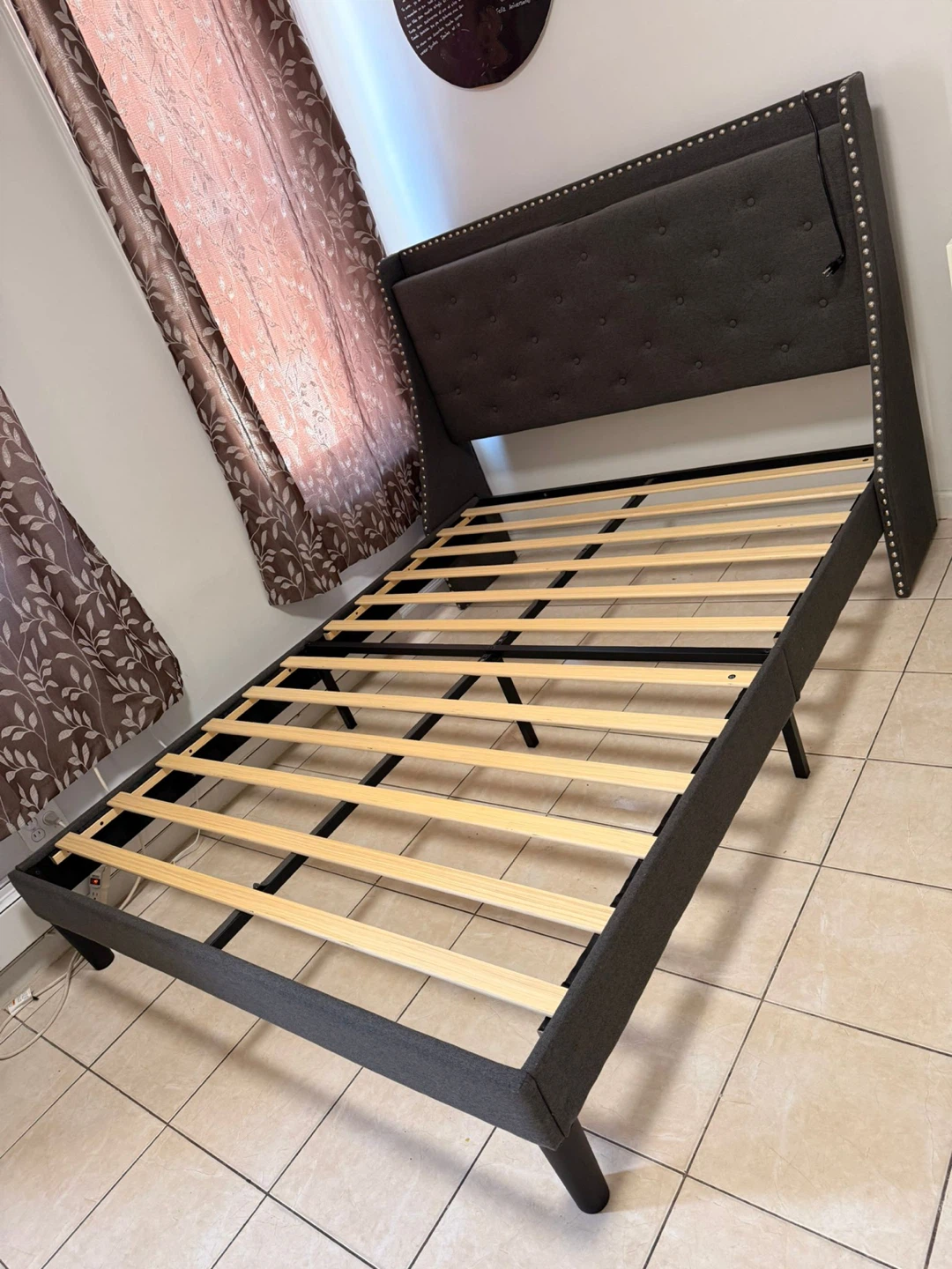 Upholstered Bed Frame with Built-in Charging Station - photo 2
