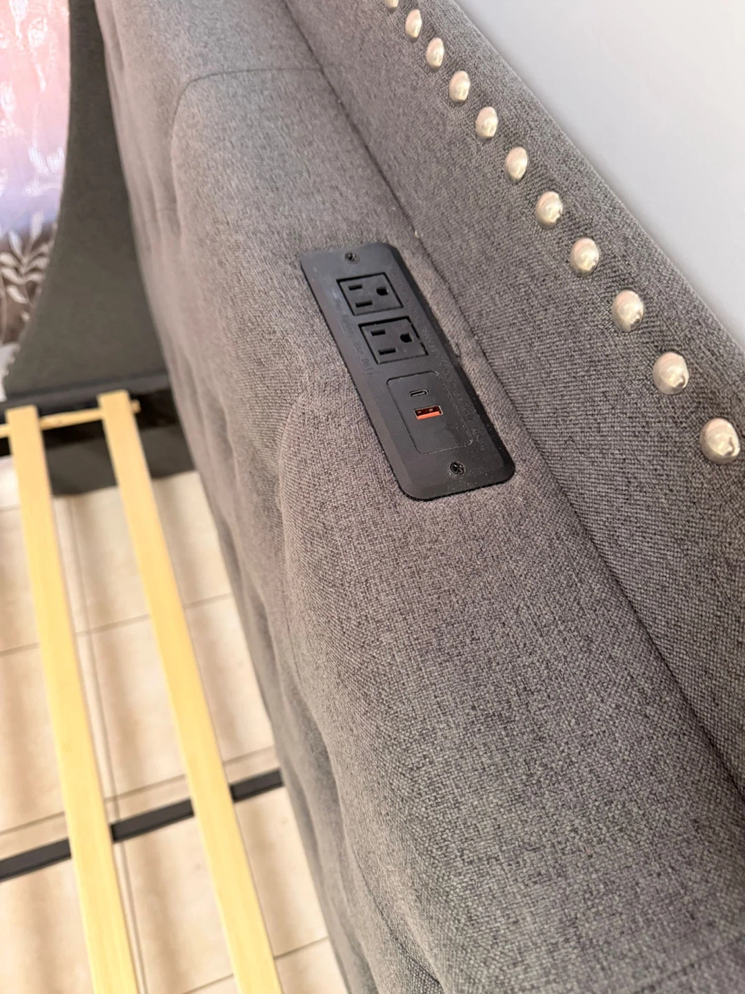 Upholstered Bed Frame with Built-in Charging Station - photo 3