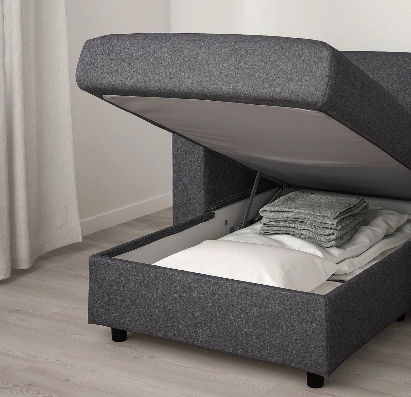 Dark Grey Sectional Sofa Bed with Storage - photo 3