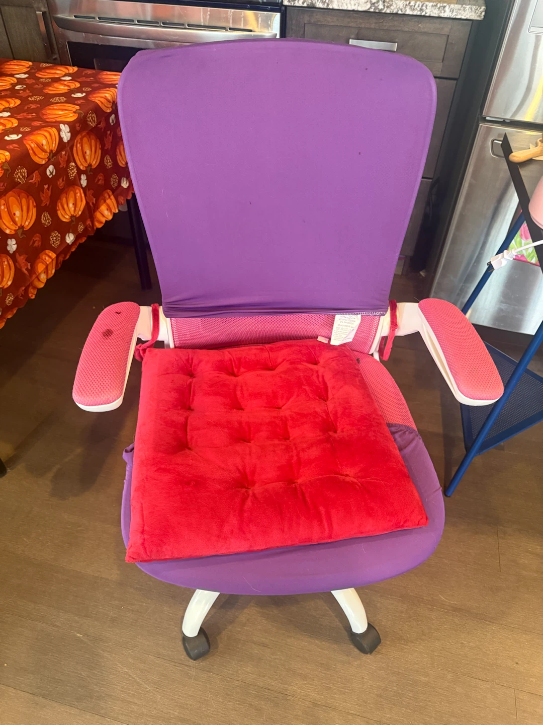 Pink Office Chair with Red Seat Cushion and cover - photo 2